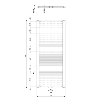 Aqualine DIRECT vykurovacie teleso so stredovým pripojením 600x1320 mm, biela ELM36T