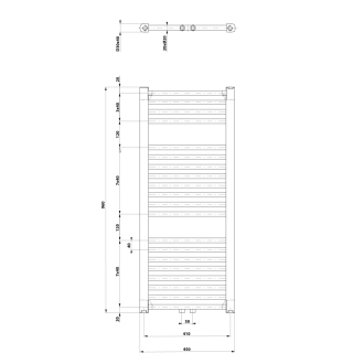 Aqualine DIRECT vykurovacie teleso so stredovým pripojením 450x960 mm, biela ELM94T
