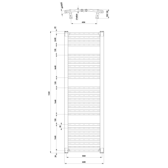 Aqualine ORBIT vykurovacie teleso s bočným pripojením 600x1320 mm, biela ILO36T