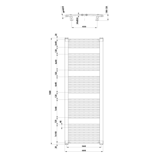 Aqualine ORBIT vykurovacie teleso s bočným pripojením 600x1680 mm, biela ILO66T