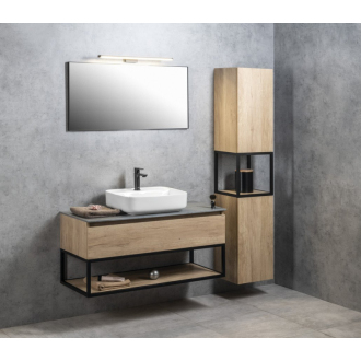 SKARA skrinka 35x171x32cm, 2x dvierka, ľavá/pravá, čierna mat/dub Alabama CG010-2222