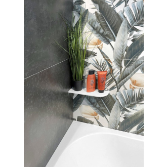 ABELINE rohová polica rockstone 300x100mm, excentrická, biela mat AE300-0101
