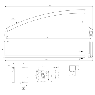 NORM čelný držiak uterákov 60cm, pre umývadlo 8645111, chróm PANMA60