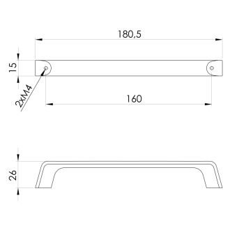 Úchytka, rozteč 160mm, zlato mat DM260