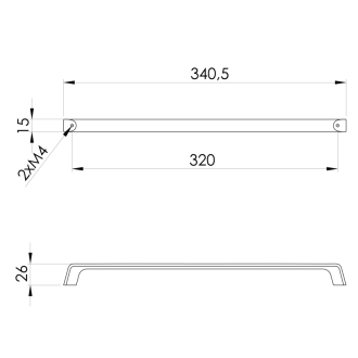 Úchytka, rozteč 320mm, zlato mat DM360