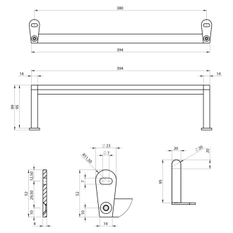 KUBE X držiak uterákov 45cm, pre umývadlo 9485, chróm PAKUBEX45