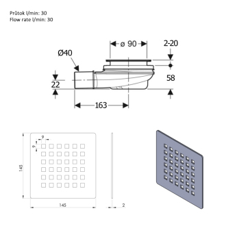FLEXIA GEBERIT vaničkový sifón, priemer 90mm, DN40, krytka zlato mat 17752
