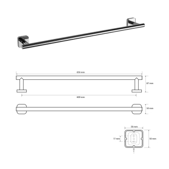 INSIA držiak uterákov 600 mm, chróm IS009