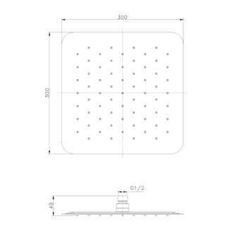 SLIM hlavová sprcha, 300x300x49mm, zlato mat/nerez SL101GB