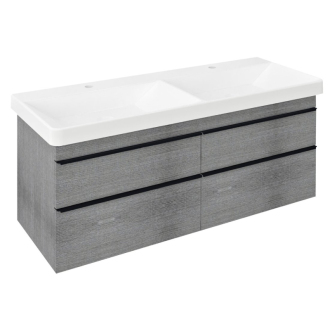 SITIA dvojumývadlová skrinka 116x50x44, 1cm, 4xzásuvka, dub strieborný SI120-1111