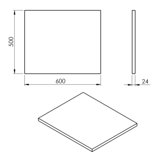 PLATO doska Rockstone 600x24x500mm, biela mat PL060-0101