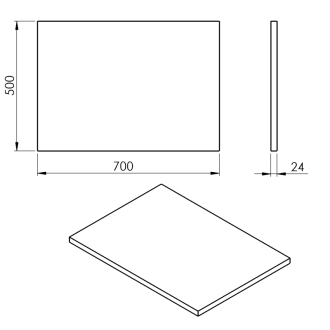 PLATO doska Rockstone 700x24x500mm, biela mat PL070-0101