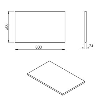PLATO doska Rockstone 800x24x500mm, biela mat PL080-0101
