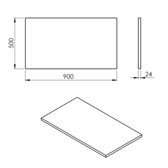 PLATO doska Rockstone 900x24x500mm, biela mat PL090-0101