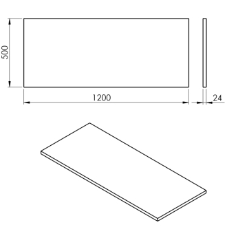 PLATO doska Rockstone 1200x24x500mm, biela mat PL120-0101