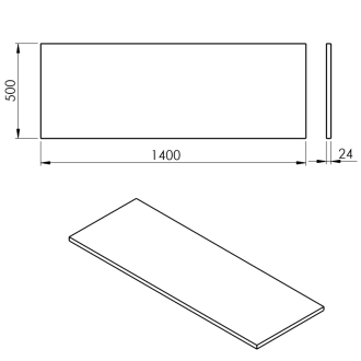 PLATO doska Rockstone 1400x24x500mm, biela mat PL140-0101