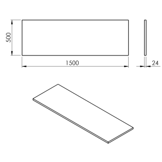 PLATO doska Rockstone 1500x24x500mm, biela mat PL150-0101
