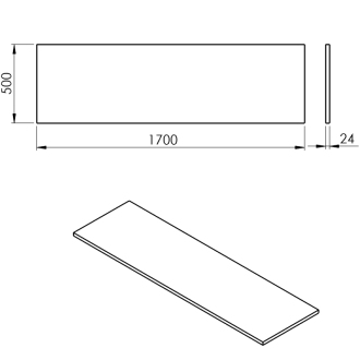 PLATO doska Rockstone 1700x24x500mm, biela mat PL170-0101