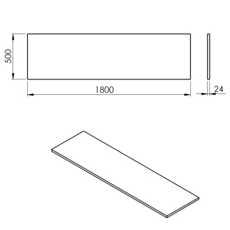 PLATO doska Rockstone 1800x24x500mm, biela mat PL180-0101