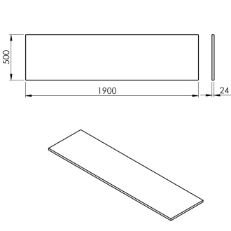 PLATO doska Rockstone 1900x24x500mm, biela mat PL190-0101