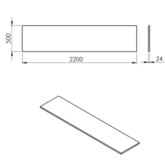 PLATO doska Rockstone 2200x24x500mm, biela mat PL220-0101