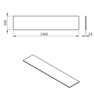 PLATO doska Rockstone 2400x24x500mm, biela mat PL240-0101