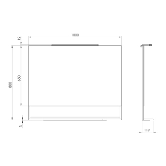 ERUPTA zrkadlo s poličkou a LED osvetlením 100x80x12cm, čierna mat ERU340