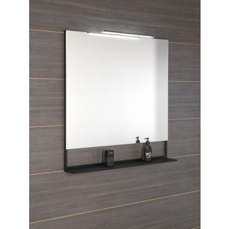 ERUPTA zrkadlo s poličkou a LED osvetlením 100x80x12cm, čierna mat ERU340