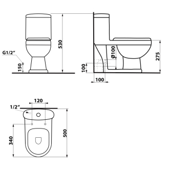 Aqualine PETIT WC kombi detské, zadný/spodný odpad, biela PT520