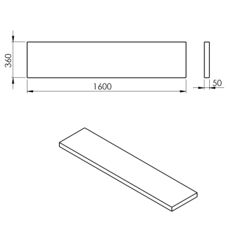AVICE doska 160x36cm, cement AV1667