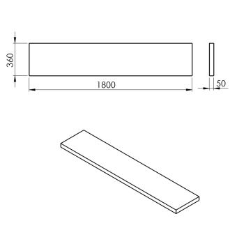 AVICE doska 180x36cm, cement AV1867