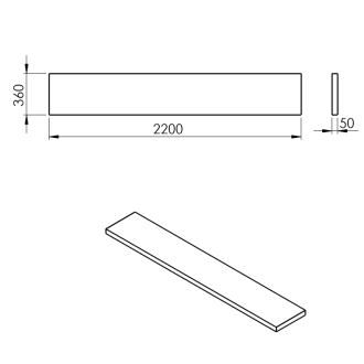 AVICE doska 220x36cm, dub Rover AV2264