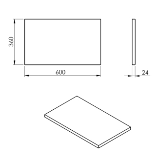 PLATO doska Rockstone 600x24x360mm, biela mat PL066-0101