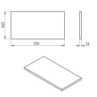 PLATO doska Rockstone 700x24x360mm, biela mat PL076-0101
