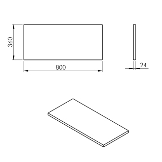 PLATO doska Rockstone 800x24x360mm, biela mat PL086-0101