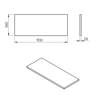 PLATO doska Rockstone 900x24x360mm, biela mat PL096-0101