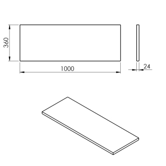 PLATO doska Rockstone 1000x24x360mm, biela mat PL106-0101