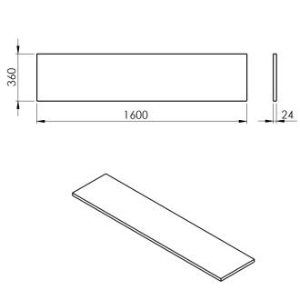 PLATO doska Rockstone 1600x24x360mm, biela mat PL166-0101
