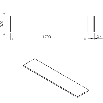 PLATO doska Rockstone 1700x24x360mm, biela mat PL176-0101