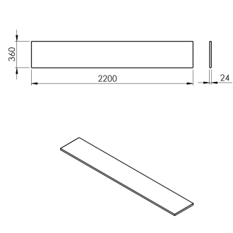 PLATO doska Rockstone 2200x24x360mm, biela mat PL226-0101
