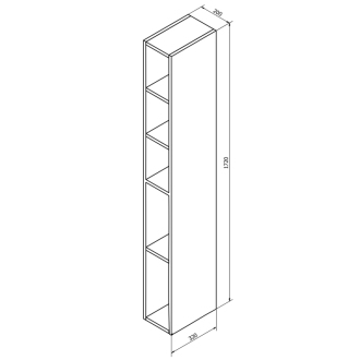 ESPACE otvorená policová skrinka 20x172x32cm, dub alabama ESC100-2222