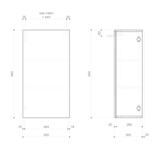 ESPACE skrinka 50x94x32cm, 1x dvierka, ľavá/pravá, dub alabama ESC850-2222