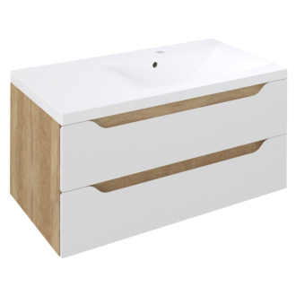 WAVE umývadlová skrinka 89,7x45x47,8cm, pravá, biela/dub alabama WA093-3022
