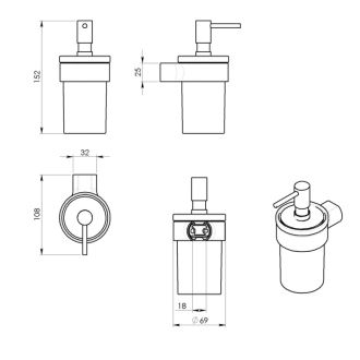 PIRENEI dávkovač mydla, 110 ml, mliečne sklo, zlato PI8187