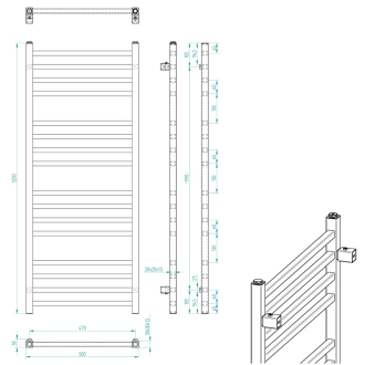 METRO vykurovacie teleso 500x1200 mm, čierna mat IR410TB