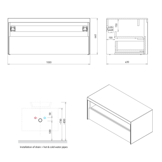 VIERA umývadlová skrinka 100x44x50cm, biela mat/dub Alabama VA100-2222