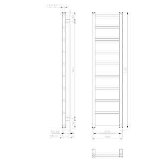 METRO LIGHT vykurovacie teleso 300x1140 mm, biela IR444T