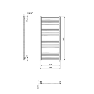 METRO-E elektrické vykurovacie teleso rovné 500x1060 mm, 400 W, čierna mat