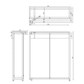 KAWA STRIP galerka s LED osvetlením 60x70x22cm, biela