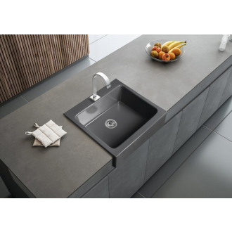 ARYA keramický drez s otvorom pre batériu 66x62 cm, antracit 50166-112